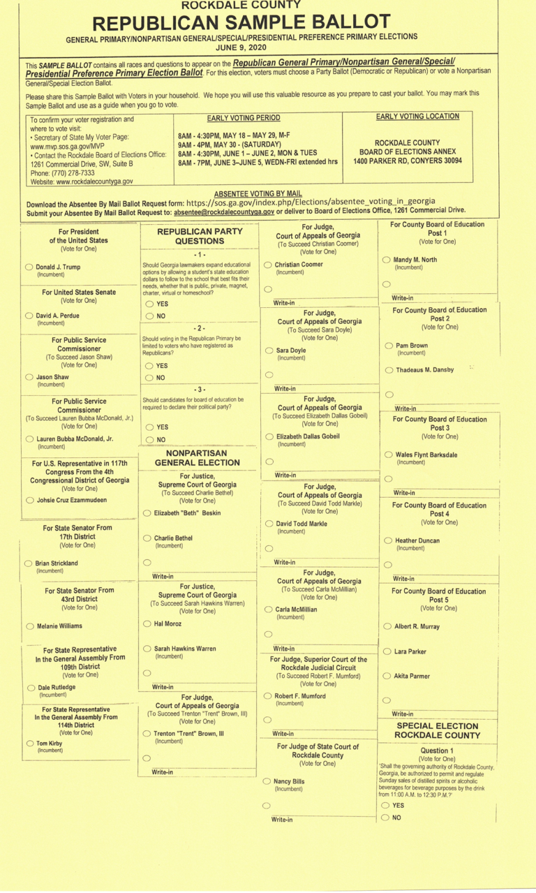 Voting Republican Ballot Rockdale GOP Conyers
